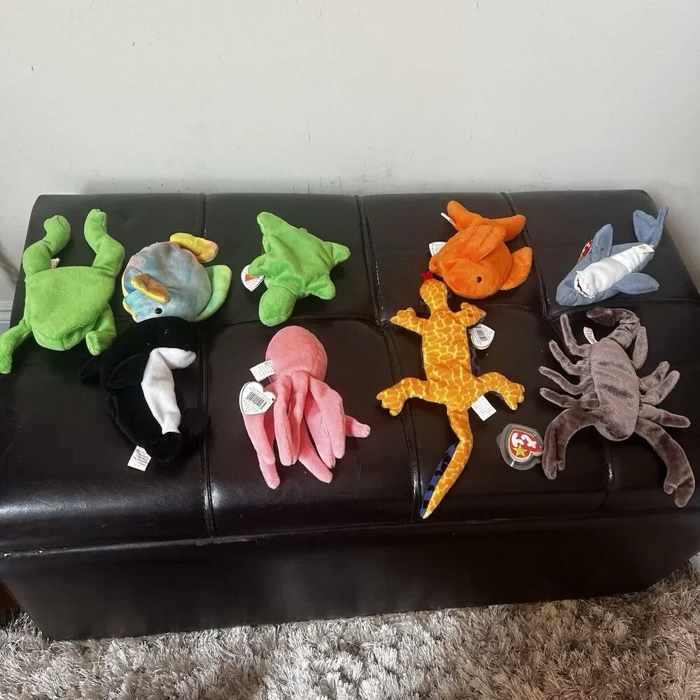 Huge Sea Life Vintage 9 Beanie Babies Rare Lot W TAGS Shark Turtle Frog Fish #2